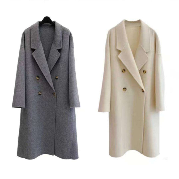 Eleganter Doppelgesicht Wollmantel Lang - Handgenäht mit Drop-Shoulder in 4 Farben Next Level