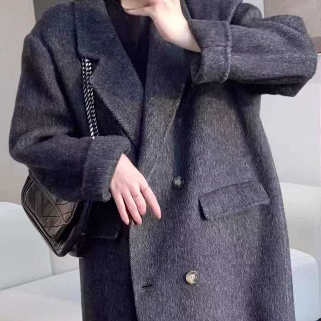 Eleganter Doppelgesicht Wollmantel Lang - Handgenäht mit Drop-Shoulder in 4 Farben Next Level