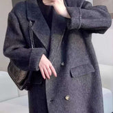 Eleganter Doppelgesicht Wollmantel Lang - Handgenäht mit Drop-Shoulder in 4 Farben Next Level