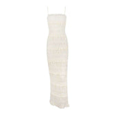 Elegantes Maxi Slip-Kleid mit Pailletten-Träger - Hochelastisch & Elfenbeinweiß Next Level