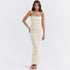 Elegantes Maxi Slip-Kleid mit Pailletten-Träger - Hochelastisch & Elfenbeinweiß Next Level