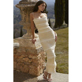 Elegantes Maxi Slip-Kleid mit Pailletten-Träger - Hochelastisch & Elfenbeinweiß Next Level