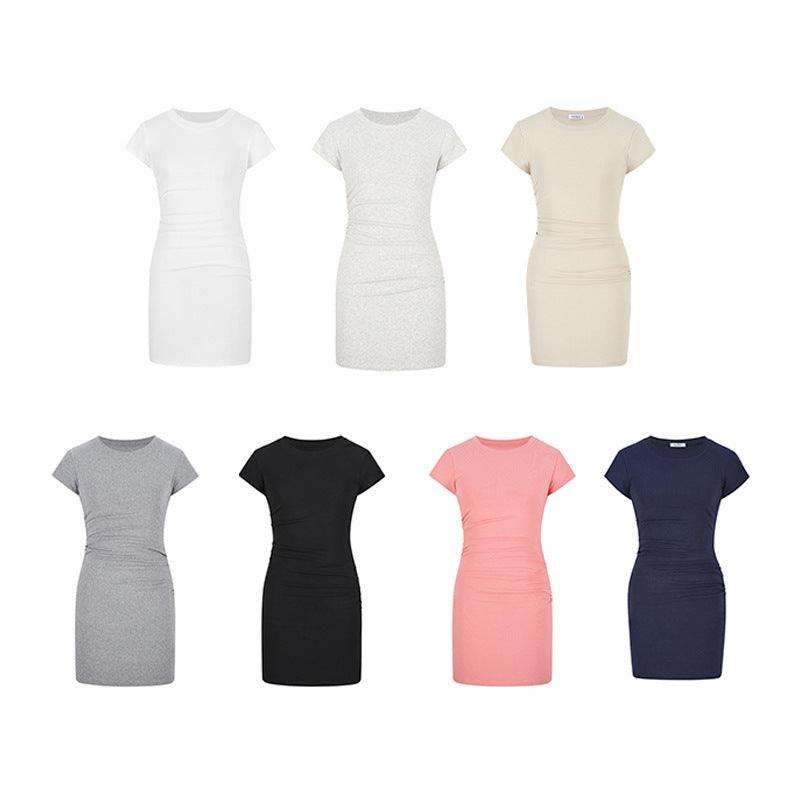 Figurbetonendes Basic-Kleid mit Kurzarm & hoher Taille - Midi-Länge in 7 Farben Next Level