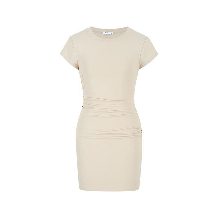 Figurbetonendes Basic-Kleid mit Kurzarm & hoher Taille - Midi-Länge in 7 Farben Next Level