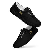 Roberto de Valenmont Canvas Schuhe für Herren, schwarze Schnürschuhe, frontansicht