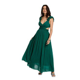 Next Level Morgan De Toi Damenkleid in Dunkelgrün mit Rüschenträgern, Cut-outs an der Taille und fließendem Rock