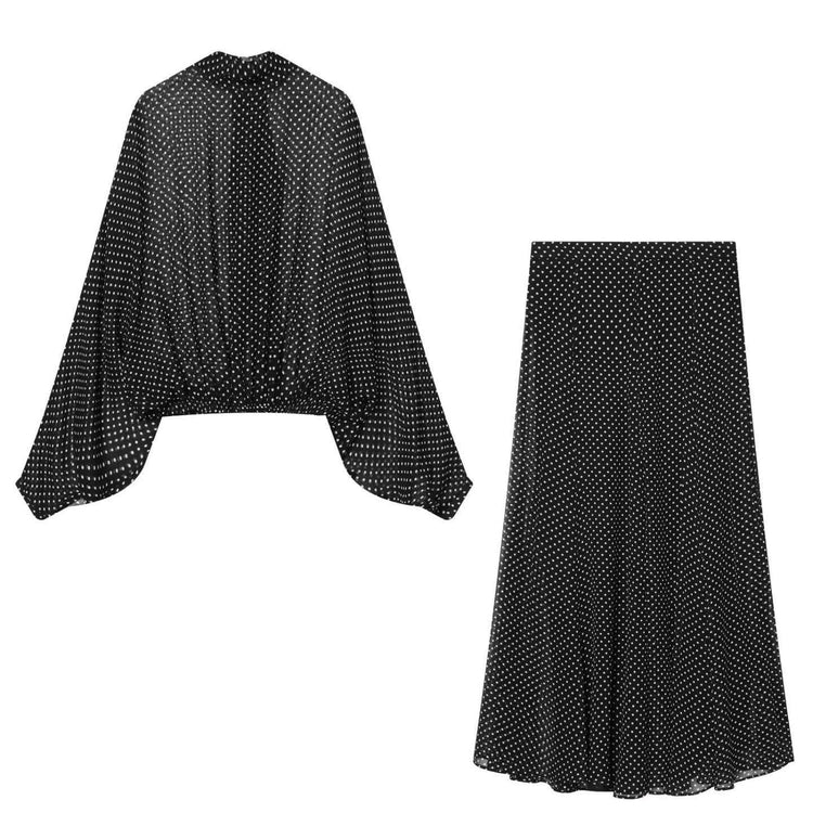 Polka-Dot Zweiteiler -Set mit Schleife - Street Chic Zweiteiler für Damen Next Level