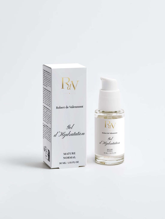 Feuchtigkeitsspendende Pflege von Robert de Valenmont, Gel d’Hydratation, cremige Textur in einer eleganten Verpackung