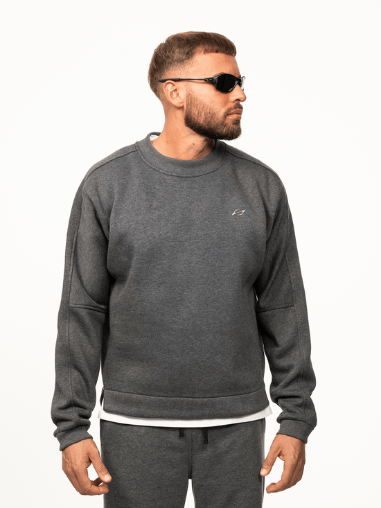 SL-600 Sweatshirt Herren in Grey Melange mit klassischem Rundhalsausschnitt und hochwertigem Material