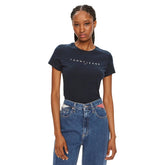 Damen T-Shirt von Tommy Hilfiger Jeans in lässigem Design mit Logo, perfekt für Freizeit und Alltag.
