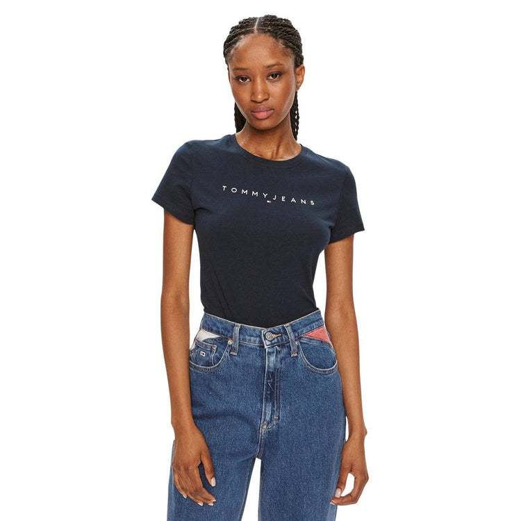 Damen T-Shirt von Tommy Hilfiger Jeans in lässigem Design mit Logo, perfekt für Freizeit und Alltag.