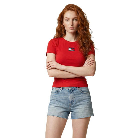 Tommy Hilfiger Damen T-Shirt aus Baumwolle mit klassischem Logo und regular Fit