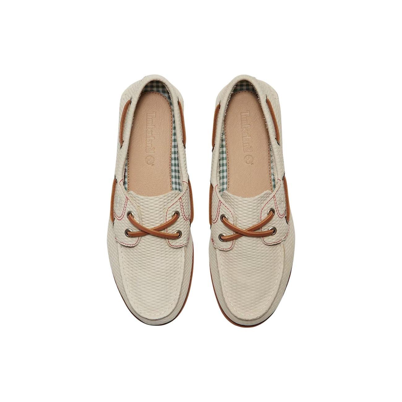 Timberland Damme Mokassins in brown leather, featuring a classic moccasin design with stitching and comfortable fit.