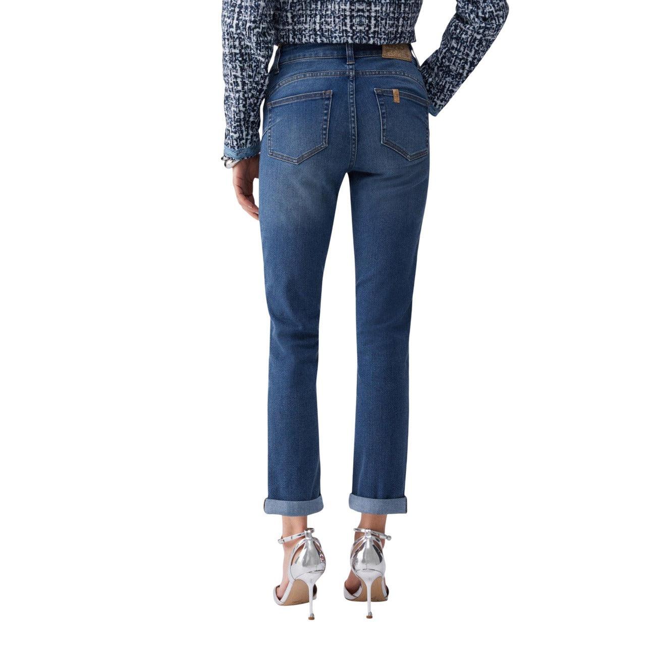 Liu Jo Damenjeans in Slim Fit mit blauem Baumwoll-Stretch, eleganter italienischer Designerjeans für Damen