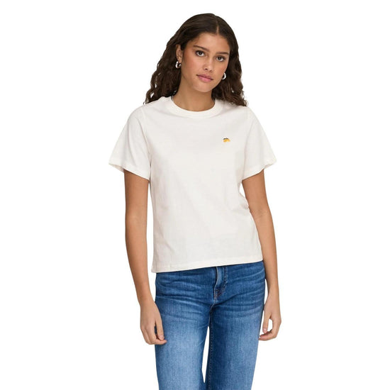 Jacqueline De Yong T-Shirt Damen weißes Casual Shirt aus Baumwolle